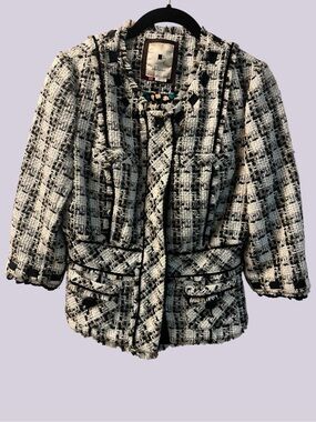 Anthropologie Elevenses Snapshot Tweed Jacket / Chanel-Coded / Size 4